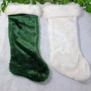 NWOT: Christmas Stockings (Set of 2) 18" Green & White Holiday Decor